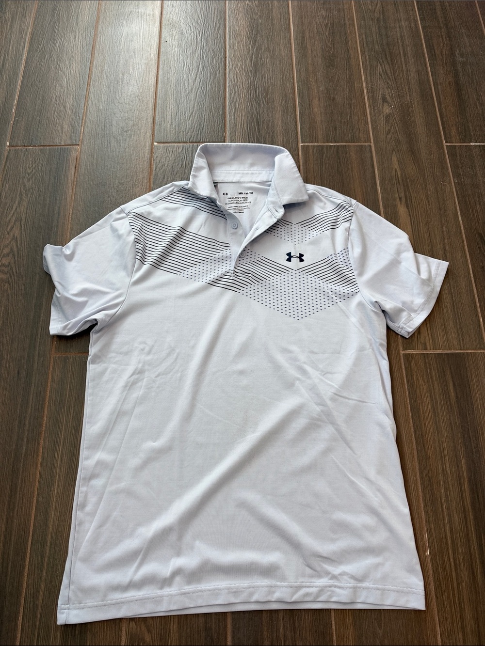 Under Armour Men’s White Polo with Black Graphic Lines